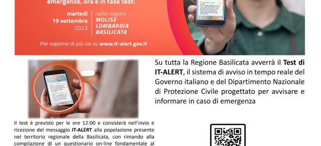 IT-Alert sistema di allarme in Basilicata