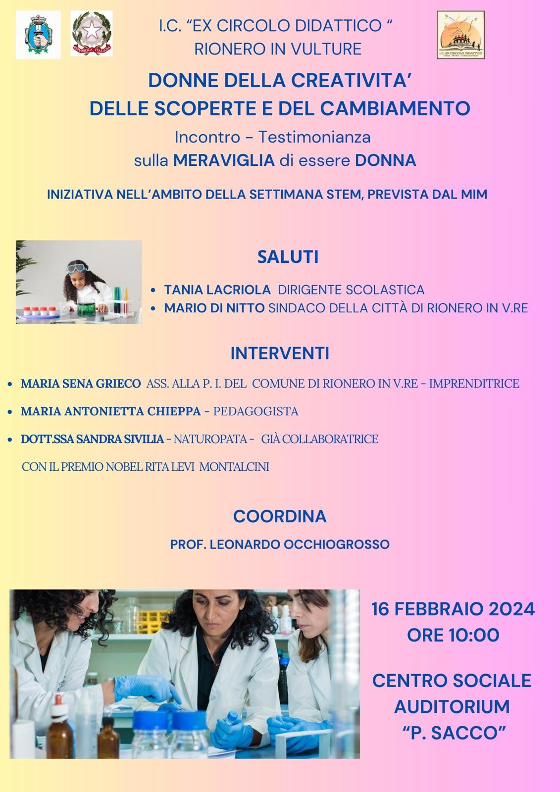 Programma evento Donne della creatività, delle scoperte e del cambiamento